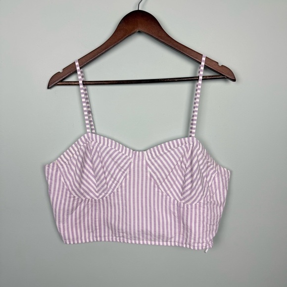 Anthropologie Striped Bustier Crop Top Purple - Picture 3 of 6